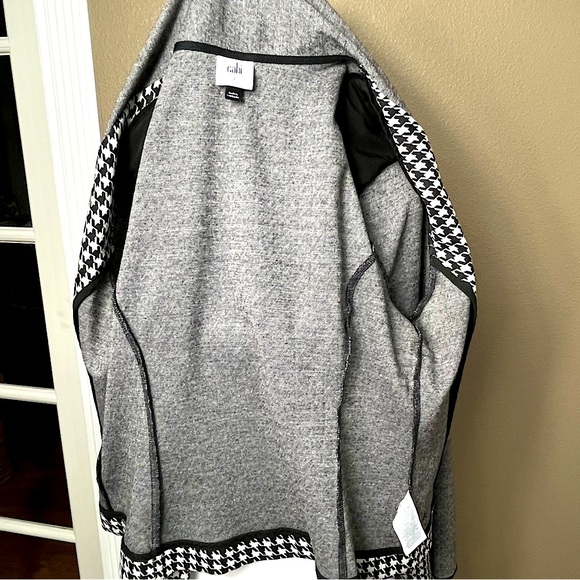 Cabi Houndstooth Woven Knit Relaxed Open Front Cardigan Size S Black Grey White - Picture 10 of 12